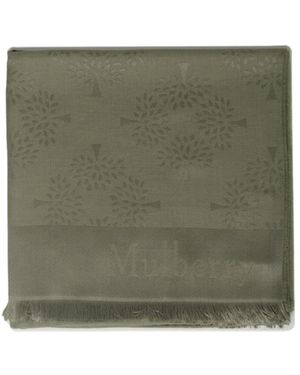 Mulberry Logo Tassel Scarf - Green