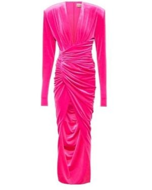 Alexandre Vauthier Velvet Draped Midi Dress - Pink