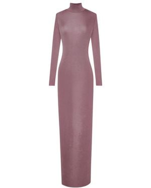 Saint Laurent High Neck Knitted Dress - Purple