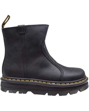 Dr. Martens Zebzag Rigger Slip-On Leather Boots - Black