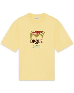 Drole de Monsieur Drôle De Monsieur Logo Embroidered T-Shirt - Yellow