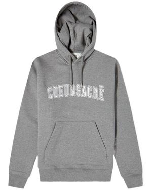 Ami Paris Coeur Sacré Embroidered Drawstring Hoodie - Grey