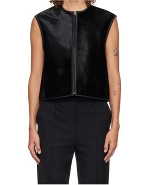 Loulou de Saison Ampas Pony-Effect Leather Vest - Black