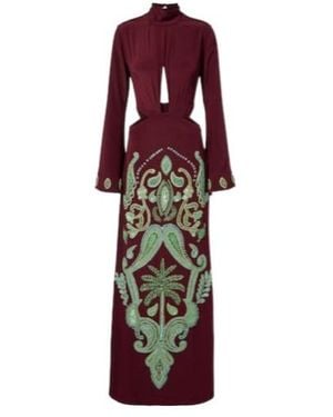 Johanna Ortiz Aurora Magica Beaded Silk Gown - Red