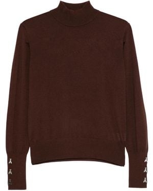 Patrizia Pepe Embellished Turtleneck Knit - Brown