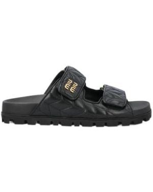 Miu Miu Quilted Slip-On Sandals - Black