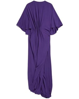 Balenciaga Short Sleeves Draped Dress - Purple