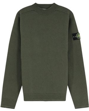 Stone Island Regular-Fit Mock Neck Sweater With Rolled Edges - Green