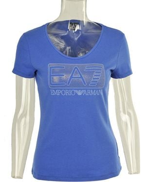 EA7 T-Shirt With Round Neck And Short Sleeves - Blue
