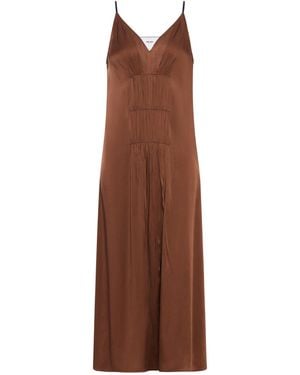 Prada V-Neck Midi Dress - Brown