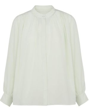 Yves Salomon Pleated Silk Shirt - White