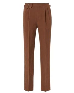 dunhill Linen Tapered Trousers - Brown