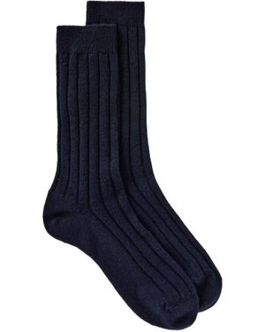 Loro Piana Rib Knitted Cashmere Socks - Blue