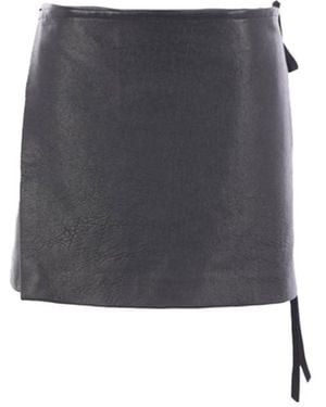 Ann Demeulemeester Jolien Lace-Up Leather Mini Skirt - Grey