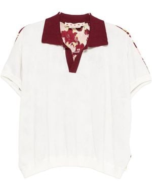 Marni Floral-Print V-Neck T-Shirt - White