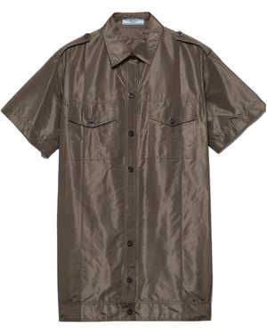 Prada Short-Sleeved Taffeta Shirt - Brown