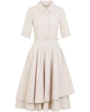 Co. Belted Layered-Skirt Mini Dress - Natural