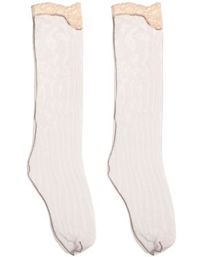Valentino Lace Trim Socks - White