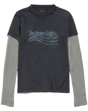 Balenciaga Double-Sleeved T-Shirt - Gray