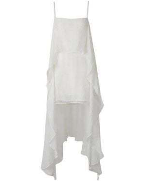 STAUD Bead-Embellished Tiered Mini Dress - White