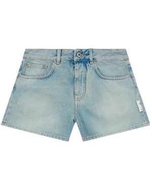 Off-White c/o Virgil Abloh University Patch Denim Shorts - Blue