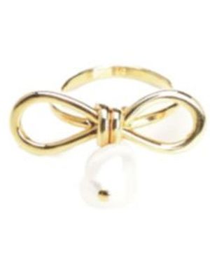 Marni Bow Pearl-Drop Ring - Metallic