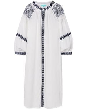Melissa Odabash Belted Embroidered Voile Midi Dress - White
