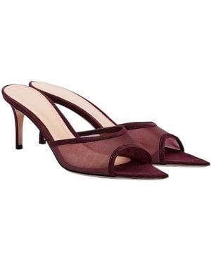 Gianvito Rossi Pointy 70 Suede And Organza Mules - Brown