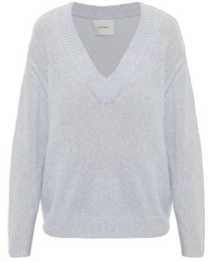 Lisa Yang Leona V-Neck Knitted Sweater - Gray