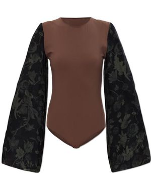Maison Margiela Flared Sleeved Bodysuit - Brown