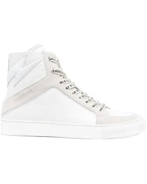 Zadig & Voltaire High Flash Panelled Leather Trainers - Natural