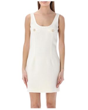 Alessandra Rich Faux-Pearl Embellished Dress - White
