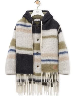 Loewe Hooded Scarf Coat - Grey