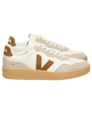Veja V-90 Lace-Up Sneakers - Natural