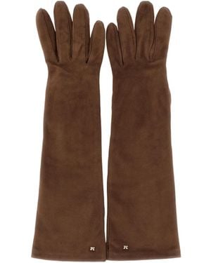 Max Mara Afideesuede Logo Plaque Gloves - Brown