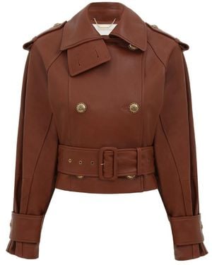 Zimmermann Hypnotic Belted Leather Jacket - Brown