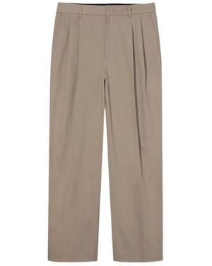 DUNST Double Pleated Chino Trousers - Grey