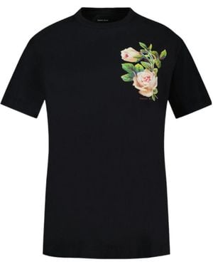 Simone Rocha Rose Print Cotton T-Shirt - Black