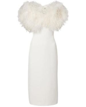 David Koma Feather-Trimmed Cocktail Dress - White