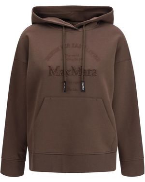 Max Mara Logo Embroidered Drawstring Hoodie - Brown