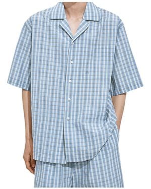 Bottega Veneta Cotton And Silk Check Pyjama Shirt - Blue