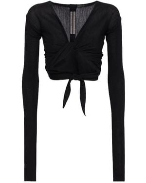 Rick Owens Crop Knit Wrap Cardigan - Black