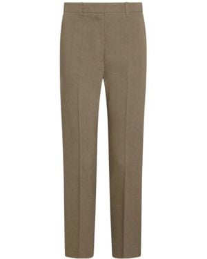 Marella Stretch Viscose And Linen Trousers - Grey
