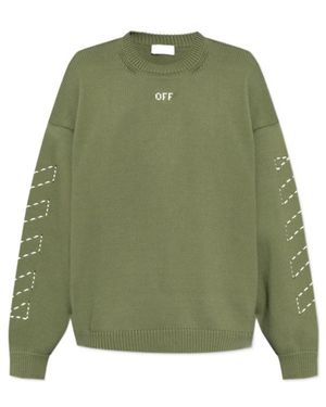 Off-White c/o Virgil Abloh Crewneck Long-Sleeved Jumper - Green