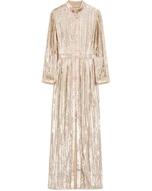 Valentino Embroidered Chiffon Dress - Natural