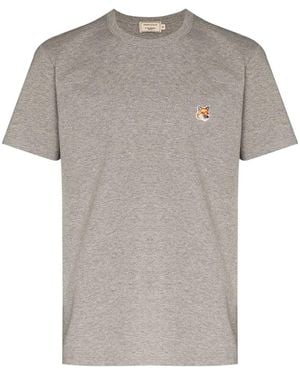 Maison Kitsuné Fox Logo Embroidered T-Shirt - Grey