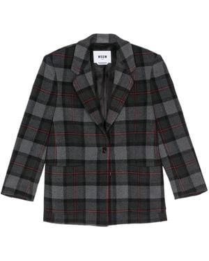 MSGM Checked Blazer - Black