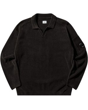 C.P. Company Polo Collar Lens Knitted Jumper - Black