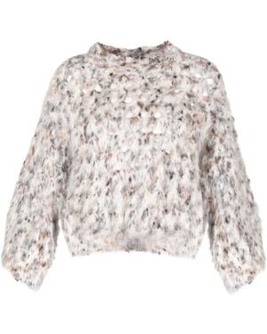Brunello Cucinelli Fluffy Net Open-Knit Jumper - Natural