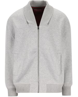 Gucci Web Detailed Jersey Zip Jacket - Grey